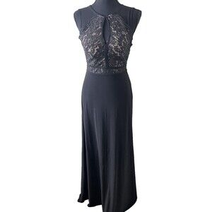 Morgan & Co Black Sequin Lace‎ Formal Floor Length Dress Sz 5 Prom Special Event
